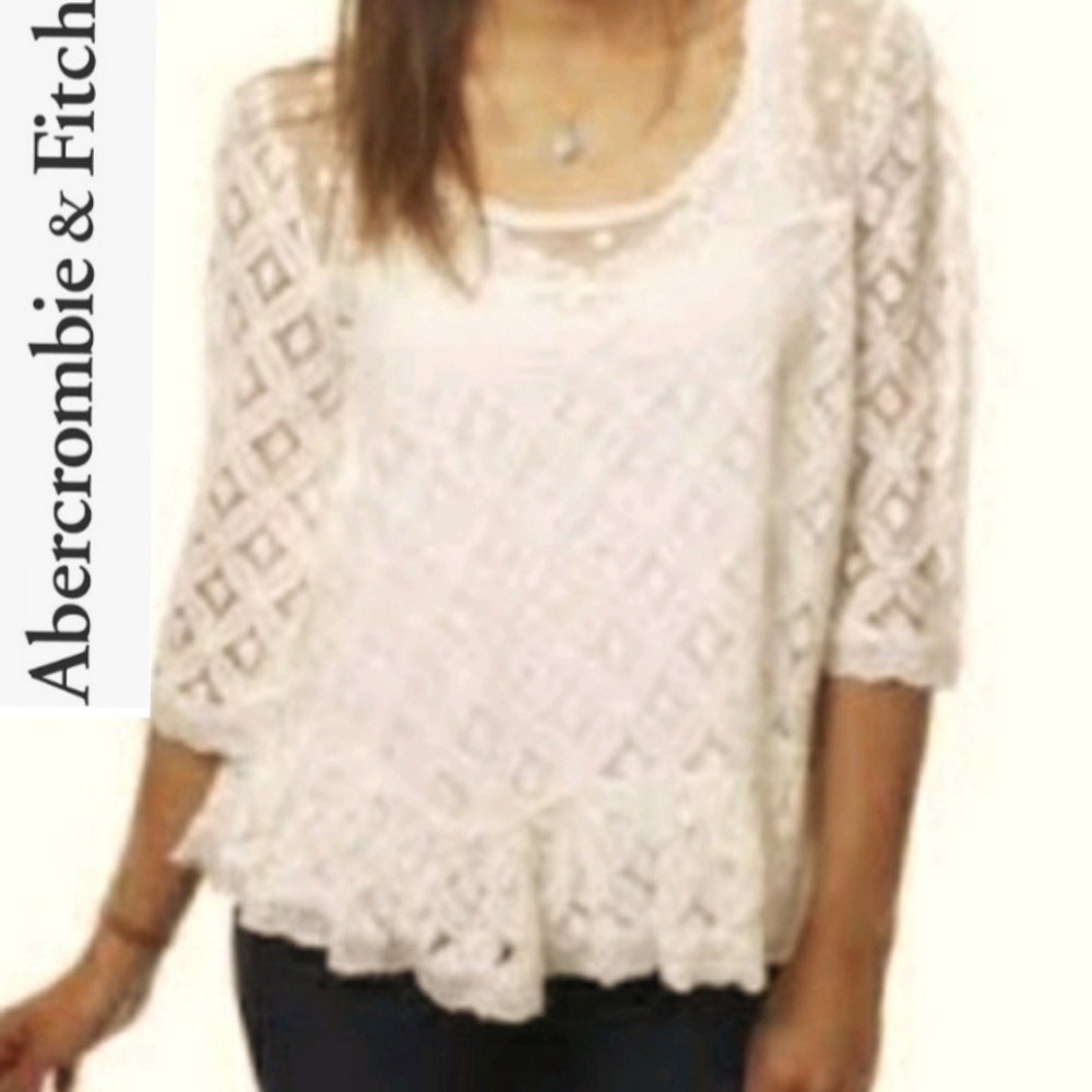 Abercrombie & Fitch Creme Frilly Frock Size L /Off White-Cream
